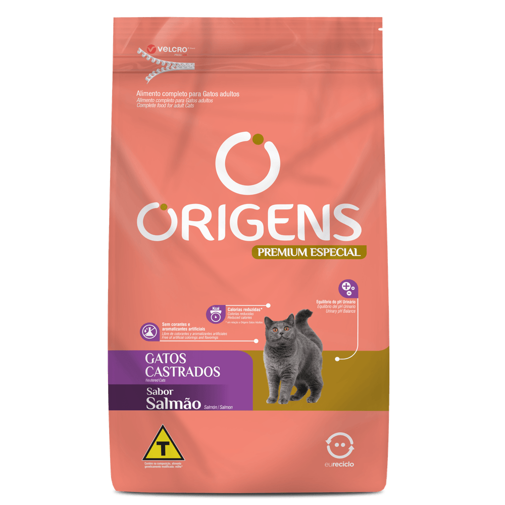 Origens gato castrado salmao 3kg - Adimax - Ração Seca para Gato